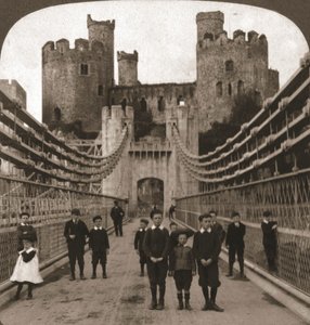 Conway, Galles, castello e ponte medievali, 1901