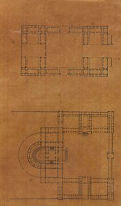 Pagina da un album contenente disegni e diverse stampe di architettura, ca. 1800-1850. Creatori: Officina di Charles Percier, Officina di Pierre François Léonard Fontaine