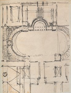Pagina da un Album contenente Disegni e Diverse Stampe di Architettura, Int..., ca. 1800-1850. Creatori: Officina di Charles Percier, Officina di Pierre François Léonard Fontaine da Workshop of Charles Percier, Workshop of Pierre