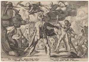 I giganti che scalano i cieli da Workshop of Hendrick Goltzius, after Hendrick Goltzius