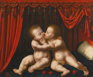 Olandese: Christus en Johannes de Doper als kinderen Il Cristo bambino e Giovanni Battista che si abbracciano