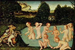 Tedesco: Diana und Aktäon Diana e Atteone da workshop of Lucas Cranach the Elder