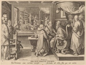 Ser, Sive Sericus Vermis (Seta, o il Baco da Seta) da Workshop of Philip Galle after Jan van der Straet