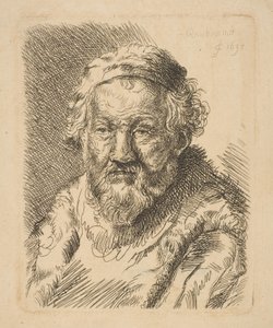 Busto di un vecchio in cappotto e colletto di pelliccia da Workshop of Rembrandt