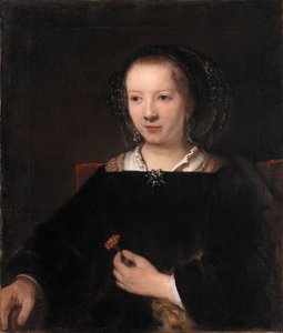 Giovane donna con un garofano da Workshop of Rembrandt van Rijn