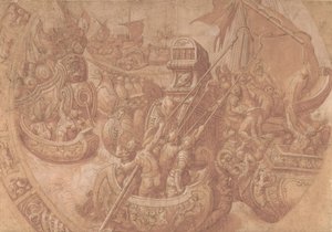 La battaglia navale nel Golfo di Morbihan da Workshop of Taddeo Zuccaro.
