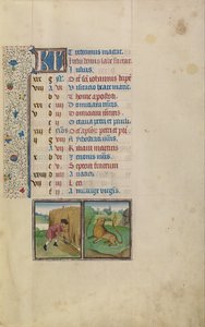 Un Uomo che Miete; Segno Zodiacale del Leone da Workshop of Willem Vrelant