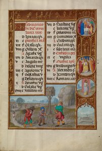 Lavorare in una vigna; Segno zodiacale dei Pesci da Workshop of the Master of James IV of Scotland