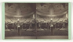 Senza titolo [auditorium decorato con bandiere degli Stati Uniti], fine XIX secolo da Wright and Hartwell