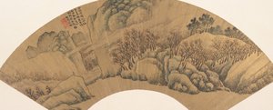 Scogliera verde con aceri rossi, 1603 da Wu Bin