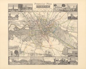 Mappa storica di Berlino, pubblicata da Verlag von Gebrueder Rocca, Berlino 1838