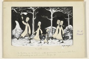 Henk, Anne, Hans, Noor e Elly marciano nella neve da Wybo Meijer (signed by artist)
