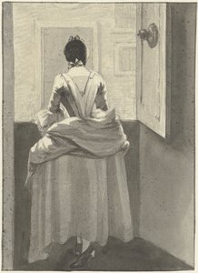 Donna davanti a una porta