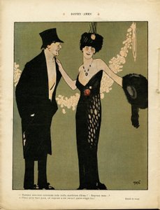 Illustrazione di Xavier Gose (1876-1915) in Le Lire, 06/02/09 - Buoni amici - Amore, Moda, Fiori
