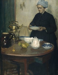 Donna al tavolo del caffè da Xavier Mellery