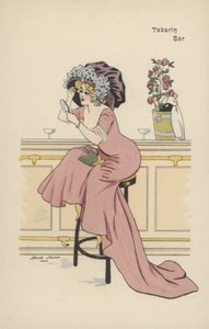 Ragazza che si trucca allo specchio in un bar