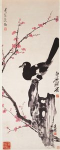 Fiori di prugna e gazza (inchiostro e colore su carta) da Xiao Sun (1883 1944) Zhou Shaoxiang (1880 1954) Qi Baishi