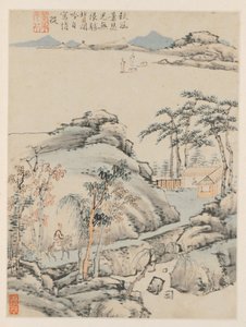 Album di paesaggi stagionali, Foglia F foglia precedente 5, 1668 da Xiao Yuncong