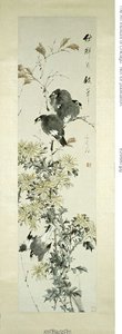 Myna crestata Uccelli e crisantemi da Xugu