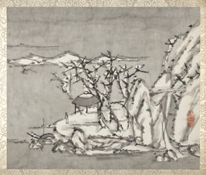 Paesaggio e figura, da un album di paesaggi e calligrafie per Liu Songfu da Xugu