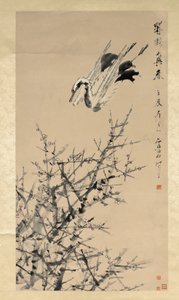 Fiori di pruno, gru e primavera, dinastia Qing da Xugu