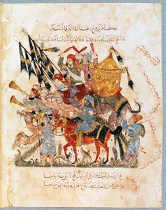 Carovana di pellegrini in viaggio verso La Mecca. Miniatura dal "Maqamat" di Abu Mohammed al-Kasim ibn Ali Hariri, illuminata da Yahya Mahmud al-Wasiti nel 1237