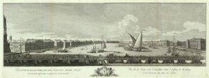 Vista del fiume Neva tra la chiesa di Isacco e il Corpo dei Cadetti. Libro per il 50º anniversario di San Pietroburgo, 1753 da Yakov Vasilyevich Vasilyev