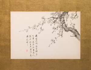 Fiori di pruno, paravento pieghevole, pannello 1 di 4, periodo Edo 1844 (inchiostro su carta) (cfr. anche 752779-82)