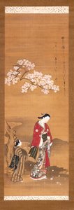 Signora e attendente sotto un ciliegio da Yamazaki Ryujo