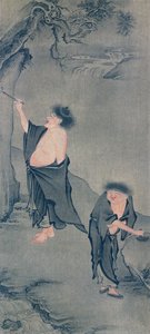 Due eremiti cinesi, Han Shan che scrive su una roccia e Shih Te che prepara il suo inchiostro, dopo un kakemono di Yan Hui e pubblicato nella rivista 