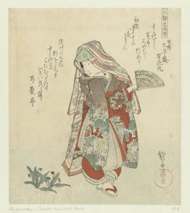 Donna con violette (Fiori famosi delle tre città) da Yanagawa Shigenobu (I)