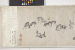 Cento asini che trasportano grano, rotolo di carta, c.1700 da Ye Yin