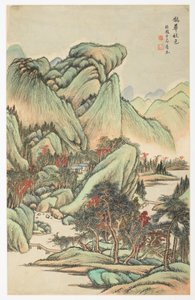 Colori autunnali tra il Monte Quan e il Monte Hua, da un album di 12 fogli da Yongxi Jin