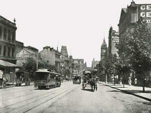 Collins Street, vista verso ovest da Russell Street, Melbourne, Australia, 1895 da York and Son