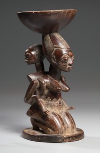 Vaso caryatide madre e figlio, metà-fine 1800 da Yoruba Culture