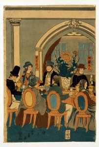 Banchetto di cinque nazioni (club di Yokohama) da Yoshitomi Utagawa