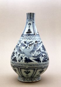 Vaso blu e bianco, dinastia Yuan (1206-1368) da Yuan Dynasty Chinese School