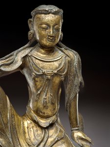Bodhisattva Avalokitesvara, dinastia Yuan (bronzo dorato) (dettaglio) da Yuan Dynasty Chinese School