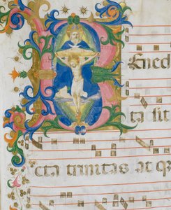 La Trinità, dettaglio miniatura del libro del coro da Zanobi di Benedetto Strozzi