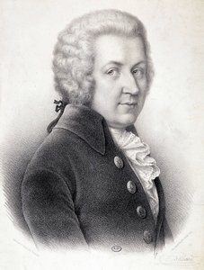 Ritratto in busto di Wolfgang Amadeus Mozart (1756-1791), incisione da Zephirin Felix Jean Marius Belliard