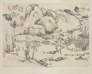 Album di paesaggi in vari stili: Scenari del Monte Changbai dopo Huang Gongwang, 1684 da Zha Shibiao