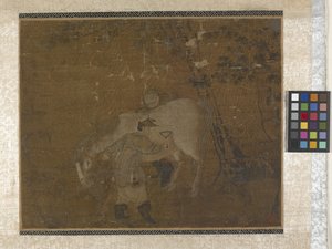 Groom che pettinano cavallo bianco da Zhao Mengfu Chao Meng Fu or