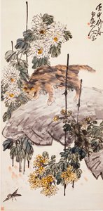 Gatto, Uccello e Crisantemi da Zhen Wang
