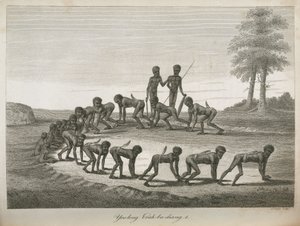 Uomini aborigeni che imitano cani, Australia da Frederick (attr. to) Barnard