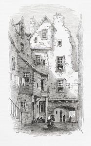 Un vecchio vicolo, Canongate, Edimburgo, Scozia