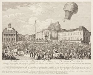 Ascensione di una mongolfiera Montgolfier a Versailles da Frederick (attr. to) Barnard