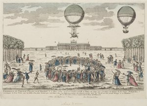 La prima ascensione in mongolfiera di Blanchard, 2 marzo 1784 da Frederick (attr. to) Barnard