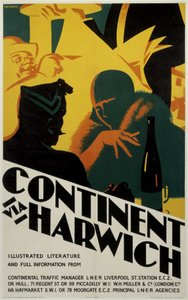 Continente via Harwich, poster LNER da Ferdinand Georg Waldmuller