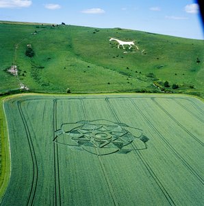 Cerchio nel grano in un campo di grano, Milk Hill, Alton Priors, Vale of Pewsey, Wiltshire da Ferdinand Georg Waldmuller
