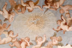 Colomba dello Spirito Santo. Affresco. Basilica della Santissima Annunziata del Vastato. Genova. Italia. da . .